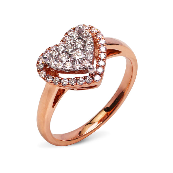 HEART DIAMOND RING IN 18K ROSE GOLD