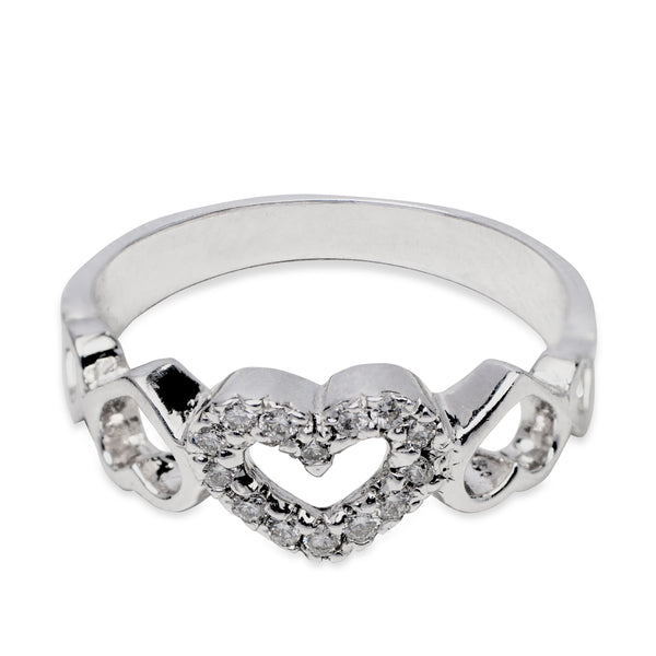 HEART RING WITH DIAMONDS IN 14K WHITE GOLD