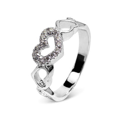 HEART RING WITH DIAMONDS IN 14K WHITE GOLD