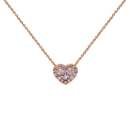 PAVE HEART NECKLACE WITH DIAMONDS IN 18K ROSE GOLD