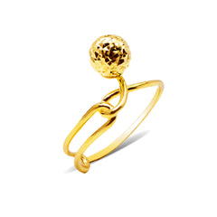 LADIES RING WITH TEXTURED BALL IN 18K YELLOW GOLD