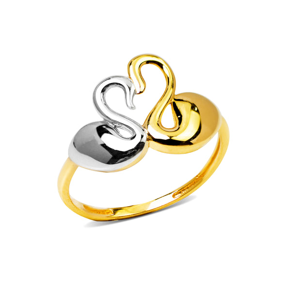 TWO-TONE SWAN RING IN 18K GOLD