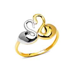 TWO-TONE SWAN RING IN 18K GOLD