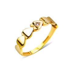 HEART RING WITH CUBIC ZIRCONIA IN 18K YELLOW GOLD