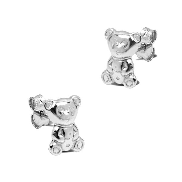 TEDDY BEAR EARRINGS IN 18K WHITE GOLD