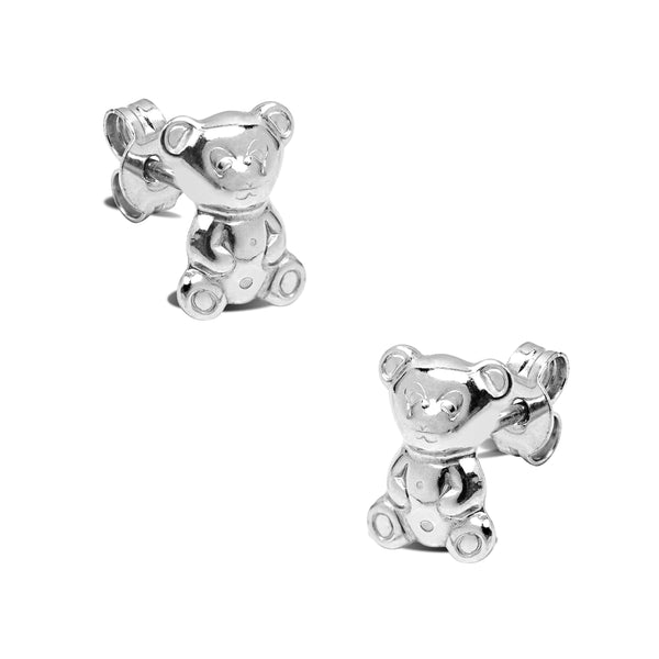 TEDDY BEAR EARRINGS IN 18K WHITE GOLD