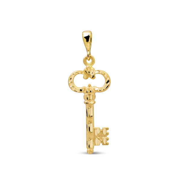 TEXTURED KEY PENDANT IN 18K YELLOW GOLD