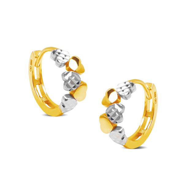 TWO-TONE HEART CREOLLA EARRINGS