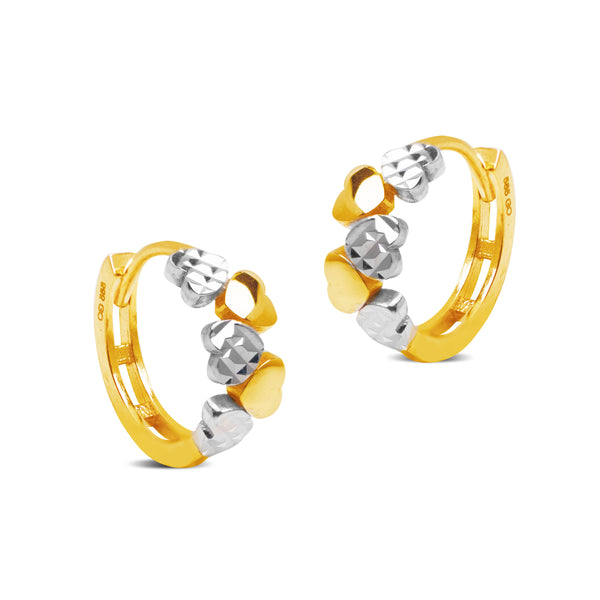 TWO-TONE HEART CREOLLA EARRINGS