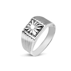 MEN'S RING WITH DIAMOND IN 14K WHTE GOLD