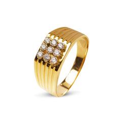 DOMINO MENS RING WITH DIAMONDS IN 14K YELLOW GOLD