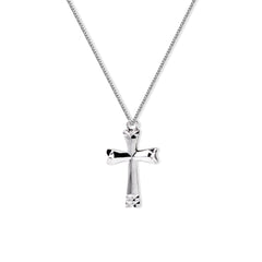 TEXTURED CROSS PENDANT WITH BOX CHAIN IN 14K WHITE GOLD