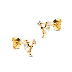 FAIRY DESIGN WITH CUBIC ZIRCONIAN EARRINGS IN 18K YELLOW GOLD