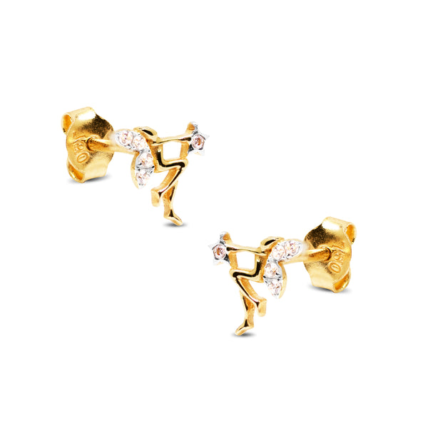 FAIRY DESIGN WITH CUBIC ZIRCONIAN EARRINGS IN 18K YELLOW GOLD