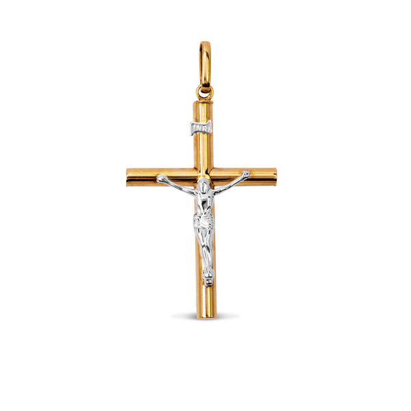 TWO-TONE CRUCIFIX PENDANT IN 18K GOLD