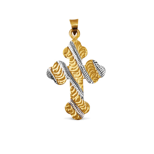 TEXTURED CROSS IN 14K TWO-TONE GOLD