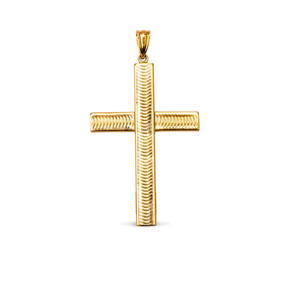 TEXTURED CROSS PENDANT IN 14K YELLOW GOLD