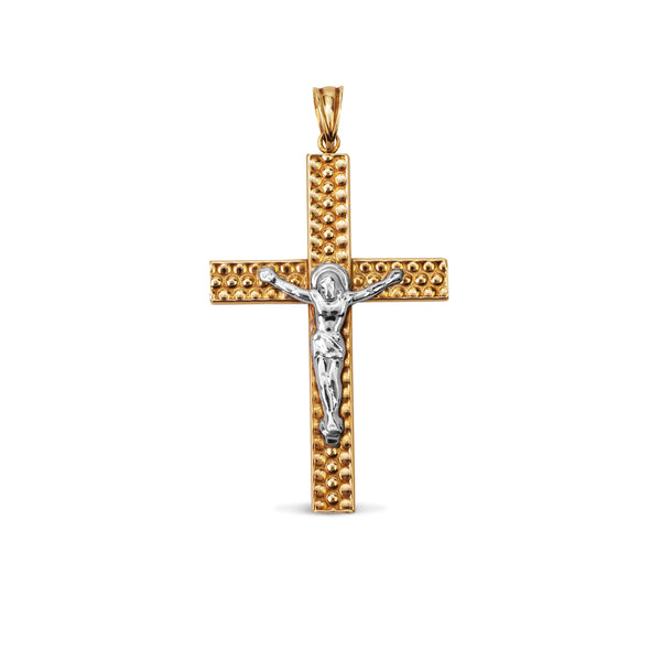 TEXTURED CRUCIFIX CROSS IN 18K TWO-TONE GOLD