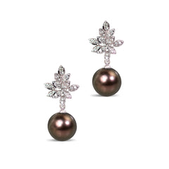 TAHITIAN SOUTH SEA PEARL SET WITH DIAMONDS IN 18K WHITE GOLD