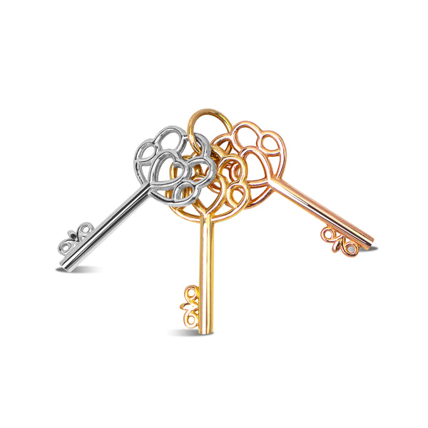 TRI-COLOR KEYS PENDANT IN 18K GOLD