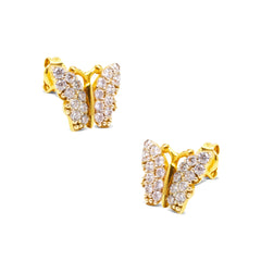 BUTTERFLY EARRINGS WITH CUBIC ZIRCONIA IN 18K YELLOW GOLD