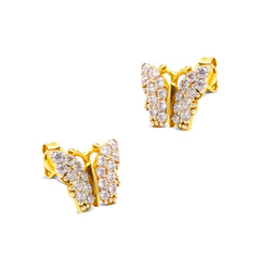BUTTERFLY EARRINGS WITH CUBIC ZIRCONIA IN 18K YELLOW GOLD