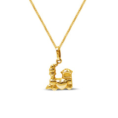 TRAIN PENDANT WITH FOXTAIL CHAIN IN 18K YELLOW GOLD