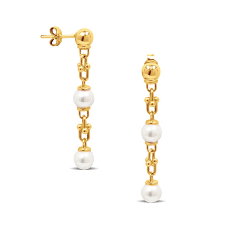 PEARL DANGLING EARRINGS IN 18K YELLOW GOLD