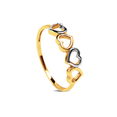 TWO-TONE HEART HOLLOW RING IN 18K GOLD