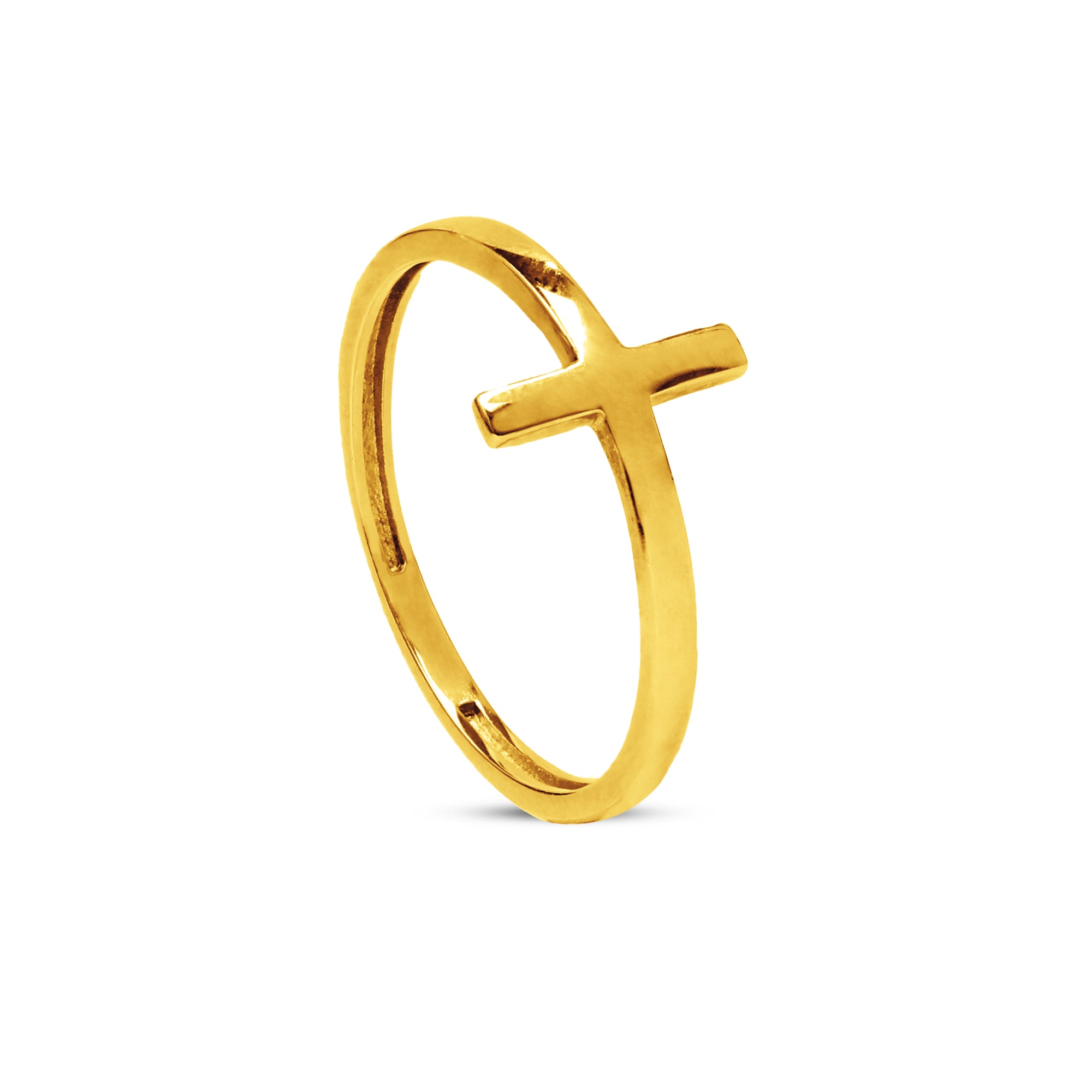 Mens Novelty Cross Ring in 14k Yellow Gold - AD8913