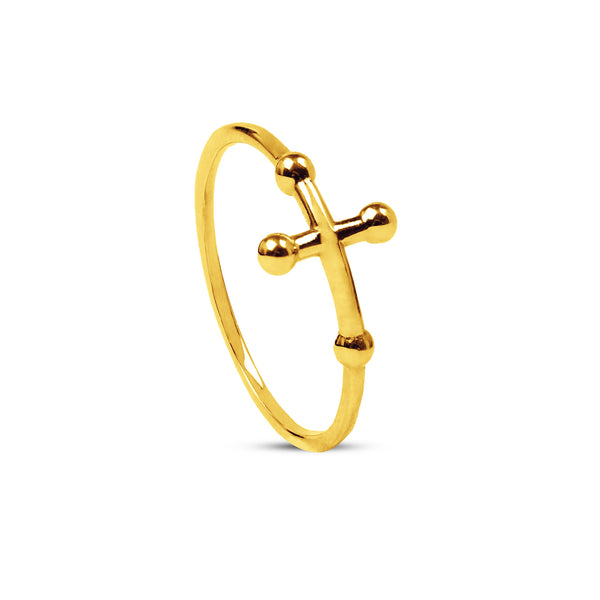 CROSS RING IN 18K YELLOW GOLD