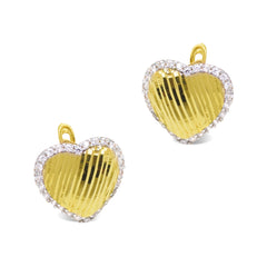 TEXTURED HEART DESIGN WITH CUBIC ZIRCONIAN IN 18K YELLOW GOLD