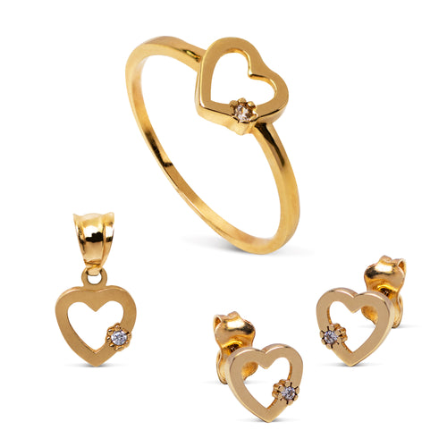 HEART SET WITH CUBIC ZIRCONIAN IN 18K YELLOW GOLD