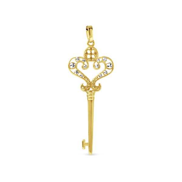 KEY DESIGN PENDANT TWO-TONE IN 14K GOLD