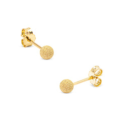 YELLOW GOLD GLITTERED BALL EARRINGS IN 18K YELLOW GOLD