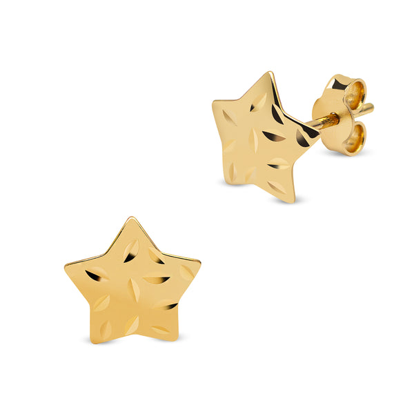 STAR DESIGN EARRINGS IN 18K YELLOW GOLD