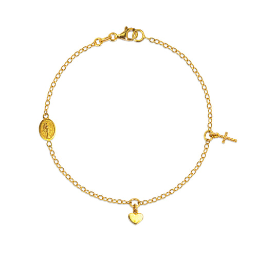 RELIGIOUS 2 CHARM BRACELET 14K YELLOW GOLD