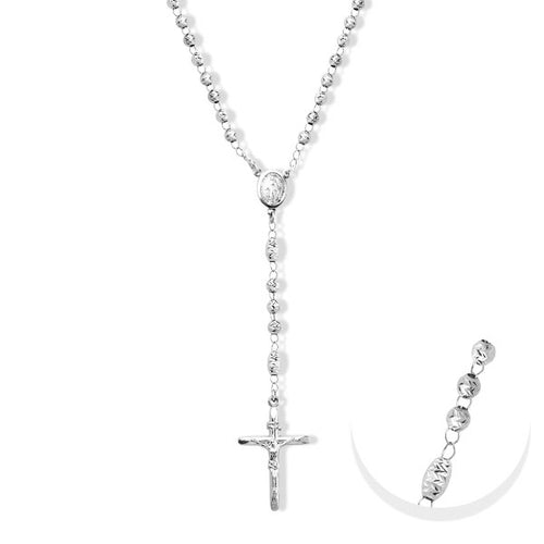 ROSARY NECKLACE IN 14K WHITE GOLD