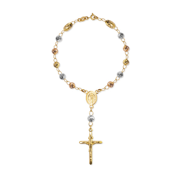 ROSARY BRACELET TRI-COLOR IN 18K GOLD