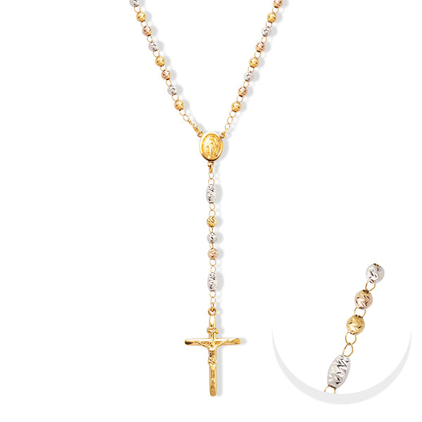 Tri gold outlet rosary necklace