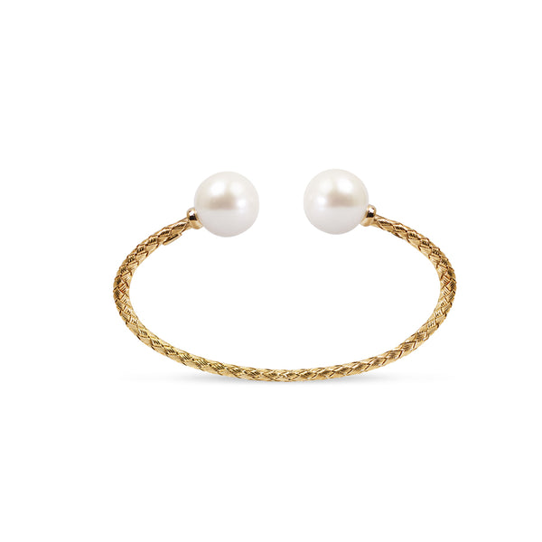 BANGLE ROPE WITH CULTURED PEARL IN 14K YELLOW GOLD