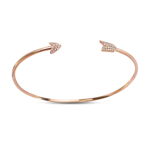 DIAMOND CUFF ARROW BANGLE IN 14K ROSE GOLD