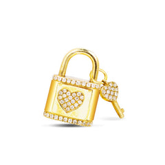 HEART PADLOCK AND KEY PENDANT WITH DIAMONDS IN 14K GOLD