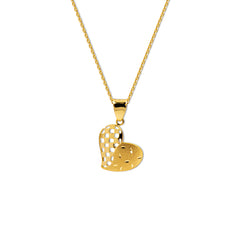 TEXTURED HEART PENDANT WITH CABLE CHAIN IN 18K YELLOW GOLD
