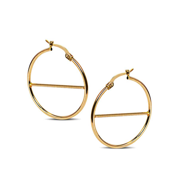 LOOP EARRINGS WITH CENTER BAR IN 18K YG