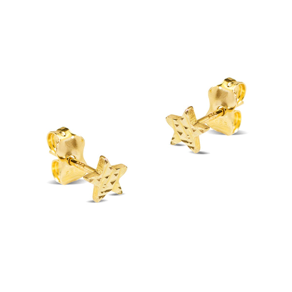 TEXTURED STAR EARRING IN 14K YG