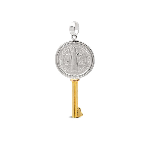 ST. BENEDICT KEY PENDANT IN 14K TWO-TONE GOLD