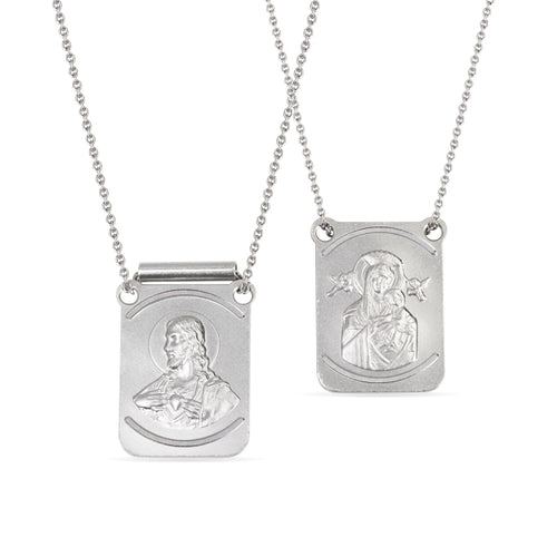 SACRED HEART & PERPETUAL SCAPULAR IN 14K WHITE GOLD