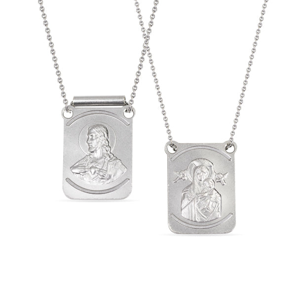 SACRED HEART & PERPETUAL SCAPULAR IN 14K WHITE GOLD