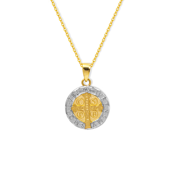 FINE CABLE WITH ST. BENEDICT MEDAL IN 18K  TWO TONE GOLD